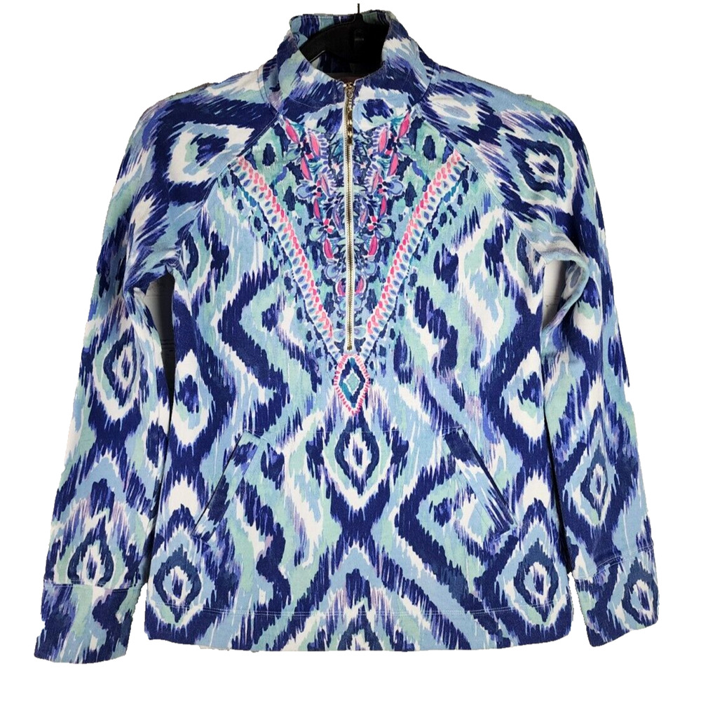 Lilly Pulitzer Quarter Zip Long Sleeve Workout Shirt Top Yoga Zipper Size XXS